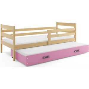B2b1 BMS-group Dětská postel s přistýlkou ERYK 2 80x190 cm, borovice/růžová Pěnová matrace