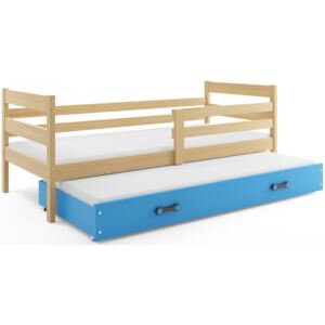 B2b1 BMS-group Dětská postel s přistýlkou ERYK 2 80x190 cm, borovice/modrá Pěnová matrace