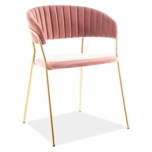 Jídelní židle LIRA - růžová, zlatá, samet