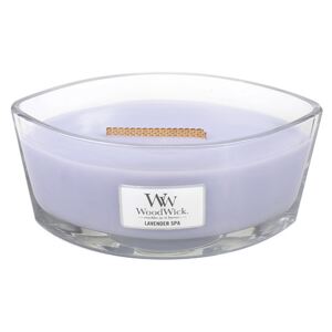 WoodWick - vonná svíčka Lavender Spa (Levandulová lázeň) 453g (Zažijte den v lázních s relaxační vůní speciálně složenou z levandule a eukalyptu éterických olejů...)