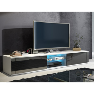 MORAVIA FLAT TV stolek HIT, bílá/černý lesk