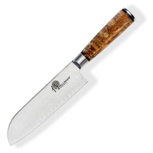 Nůž SANTOKU 7" (180 mm) Dellinger LADDER Sapele ( White Shadow ) Professional Damascus