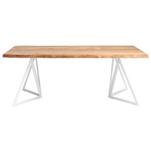 Nordic Přírodní masivní jídelní stůl Geometric 160x80 cm s bílou podnoží