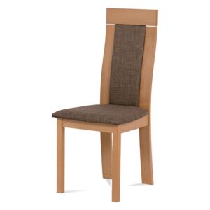 Jídelní židle dřevěná dekor buk a potah hnědá látka BC-3921 BUK3