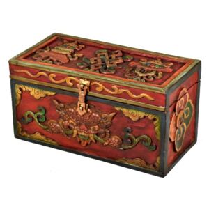 Dřevěná truhlička, tibetský design-Buddha, 35x17x19cm