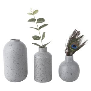 PRESENT TIME Sada tří šedých keramických váz Dotted, Vemzu