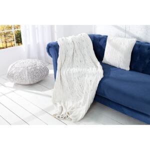 Noble Home Bílá ručně pletená přikrývka Doffi, 130x170 cm
