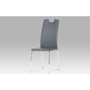 WEBHIDDENBRAND Jídelní židle koženka šedá / chrom DCL-419 GREY