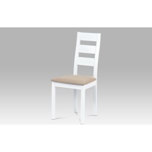 WEBHIDDENBRAND Jídelní židle masiv buk, barva bílá, potah světlý BC-2603 WT