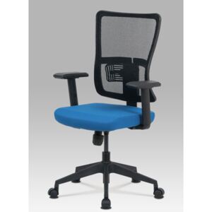 Autronic - Kancelářská židle, modrá látka+černá síťovina, houpací mech., plastový kříž - KA-M02 BLUE
