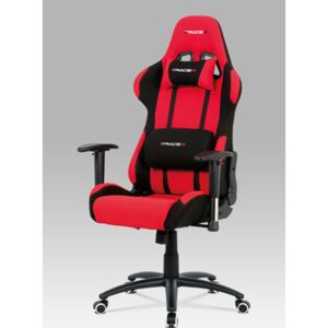 Autronic - Kancelářská židle houpací mech., červená látka, kovový kříž - KA-F01 RED