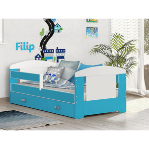Dětská postel JAKUB Color, 80x180, včetně ÚP, bílý/modrý