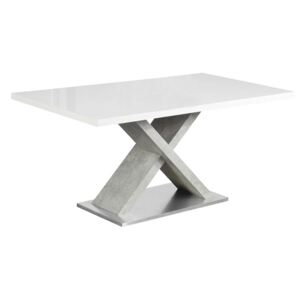 Tempo Kondela Jídelní stůl, bílá s vysokým leskem HG / beton, FARNEL