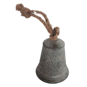 Šedý plechový zvonek s patinou - Ø 7*10 cm