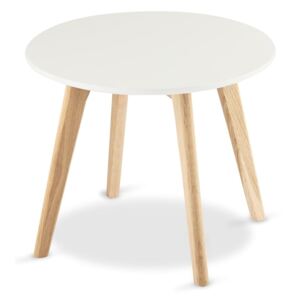 Black Friday -15% Bílý konferenční stolek s nohami z dubového dřeva Furnhouse Life, Ø 48 cm