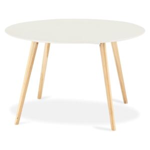 Bílý jídelní stůl s přírodními nohami Furnhouse Life, Ø 120 cm