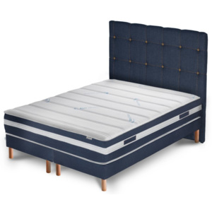 Tmavě modrá postel s matrací a dvojitým boxspringem Stella Cadente Maison Venus Cadente, 180 x 200 cm