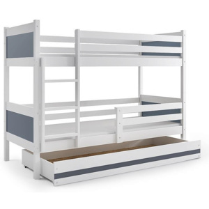 Patrová postel BALI + ÚP + matrace + rošt ZDARMA, 190 x 80, bílý, grafit