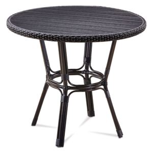 Zahradní stůl, kov hnědý, umělý ratan černý, polywood černý AZT-131 BK