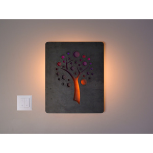 Nástěnné svítidlo podsvícené Tree Apple W-22QT Typ: s ovladačem 38x31cm, Výběr barvy dekoračního světla: fialová + žlutá