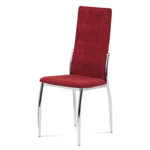 Jídelní židle, červená látka, kov chrom DCL-213 RED2