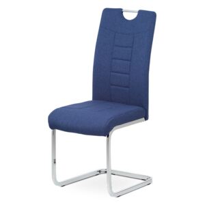 Jídelní židle - modrá látka, kovová chromovaná podnož DCL-404 BLUE2