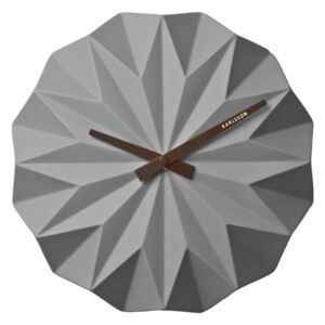 KARLSSON Nástěnné šedé hodiny Origami ∅ 27 cm