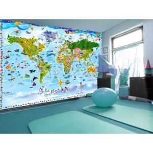 Tapeta dětská mapa světa (200x140 cm) - Murando DeLuxe