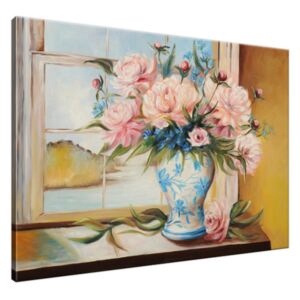 Ručně malovaný obraz Barevné květiny ve váze 115x85cm RM2738A_1AS