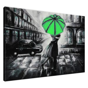 Ručně malovaný obraz Zelený polibek v dešti 100x70cm RM2473A_1Z