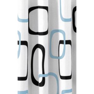 Sprchový závěs 180x200cm, polyester, bílá/černá/modrá, ZP004