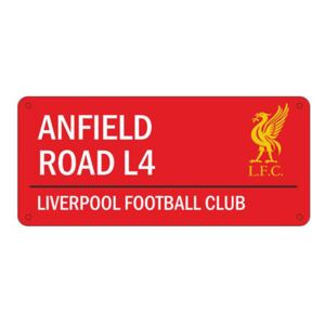 Cedule na zeď FC Liverpool: Anfield Road (40 x 18 cm) červená