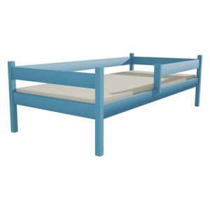 Dřevěná postel DP 027 borovice masiv 90 x 200 cm modrá