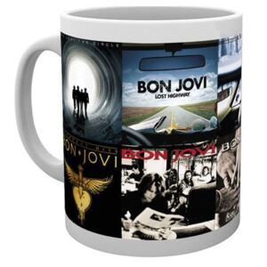 Keramický hrnek Bon Jovi: ALBUMS (objem 300 ml) bílý