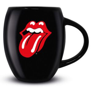 Černý keramický oválný hrnek The Rolling Stones: Lips - Jazyk (objem 425 ml) [MGO25603] CurePink