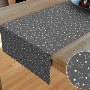 Goldea bavlněný běhoun na stůl - vzor bílé hvězdičky na šedém 20x120 cm