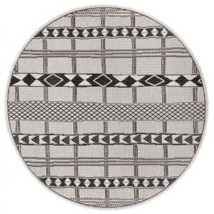 Hans Home | Kusový koberec Flatweave 104852 Black/Cream kruh - 120x120 (průměr) kruh