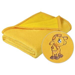 Dětská deka z mikrovlákna 75x100 cm - Žlutá (s výšivkou)