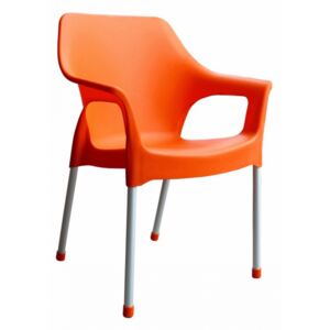 Mega Plast, plastová židle URBAN (AL nohy), 83,5 x 60 x 54 cm, stohovatelná, oranžová
