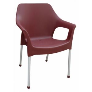 Mega Plast, plastová židle URBAN (AL nohy), 83,5 x 60 x 54 cm, stohovatelná, bordó