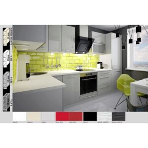 Kuchyňská linka Platinum rohová 320/150 cm - 8 barev, vysoký lesk