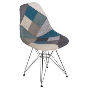 Jídelní židle P016 patchwork inspirovaná DSR modro-šedá