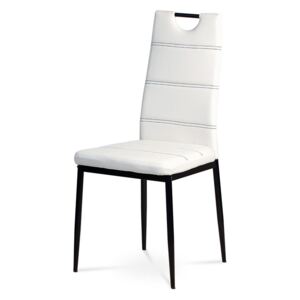 Jídelní židle AC-1220 WT koženka bílá, kov černý lak