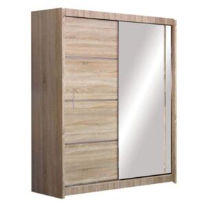 Šatní skříň s posuvnými dveřmi Vista 150, Barva: dub sonoma / zrcadlo