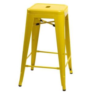 Barová židle Paris 66cm inspirovaná Tolix žlutá