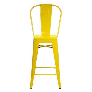 Barová židle Paris Back inspirovaná Tolix žlutá