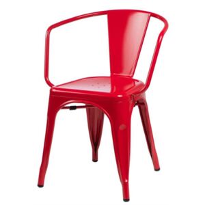 Jídelní židle Paris Arms inspirovaná Tolix červená