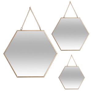 Dekorativní zrcadla ve tvaru šestiúhelníku, sada tří dekorativních zrcadel v různých velikostech - Atmosphera Créateur d'intérieur