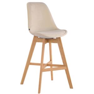 Barová židle Cannes ~ samet, dřevěné nohy natura (SET 2 ks) Barva Krémová