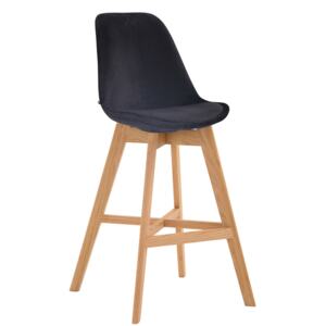 Barová židle Cannes ~ samet, dřevěné nohy natura (SET 2 ks) Barva Černá